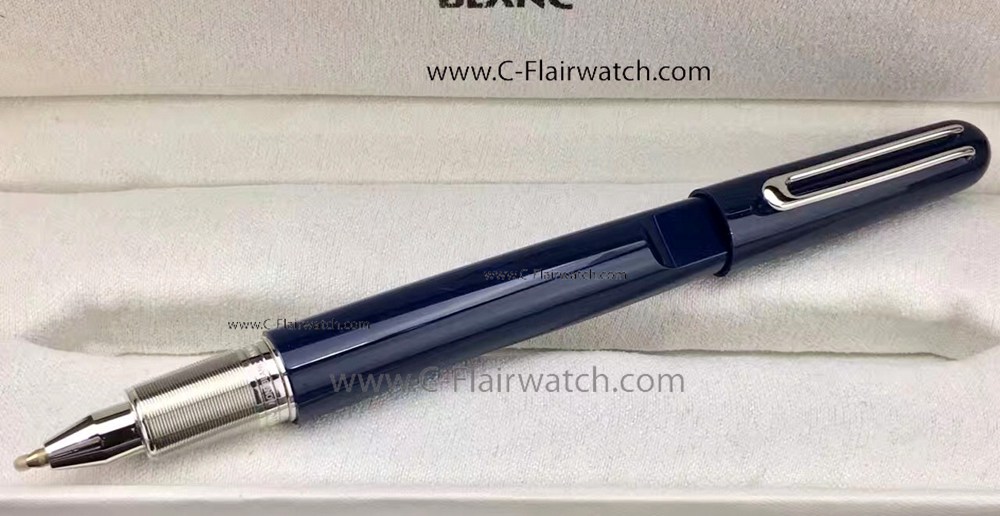 Copy Montblanc M Rollerball Pen:Blue Resin Silver Clip
